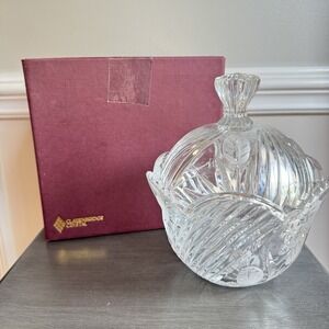 Rare Vintage Clarenbridge Irish Crystal Covered Candy Bowl w/‎ Box